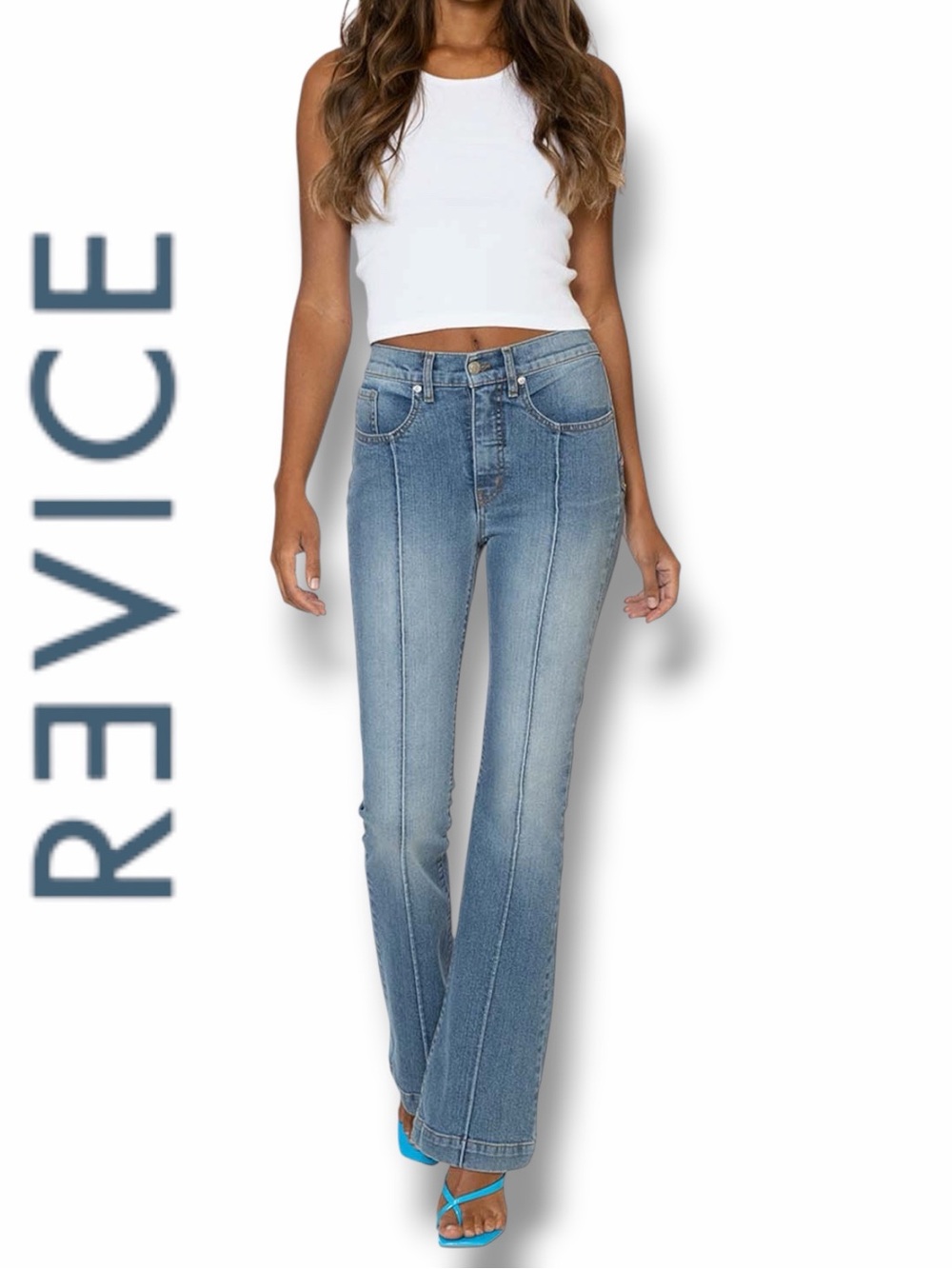 REVICE Women’s Venus High-Rise Flare Jeans in the Size 32/10 in Eclipse Wash